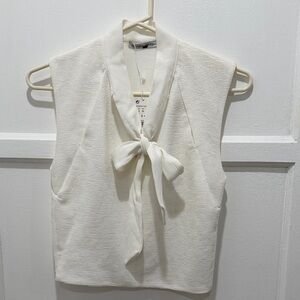 Zara Cream Tie-Front Top